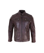 Men &amp; Women Leather Jacket Vintage Biker Café Racer Designer Distressed ... - $277.46 CAD