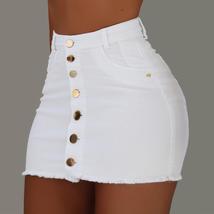 Women Button Denim Jeans Bodycon Mini Skirts - £14.77 GBP
