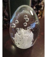 CRYSTAL PAPERWEIGHT BUBBLES AND SNOW, UNSIGNED, 3 1/2&quot; TALL  - €25,32 EUR