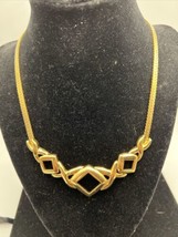 Beautiful Trifari Gold Tone Modern Design Necklace Diamond Shape Cut Outs - £19.54 GBP