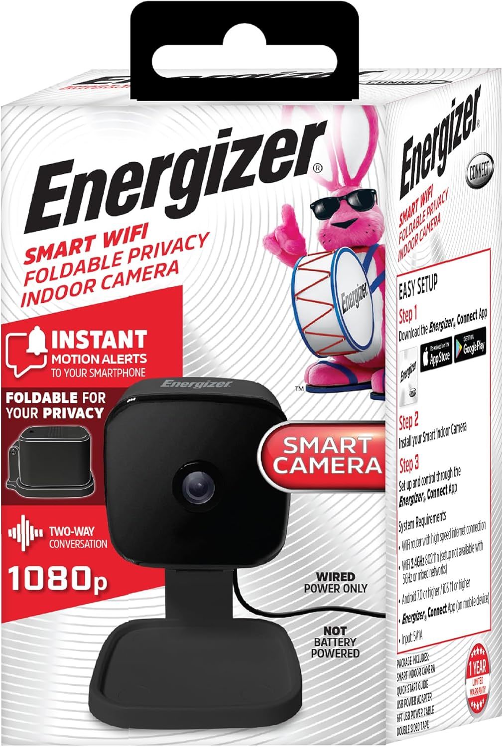 Energizer Smart Wi-Fi Indoor Security Camera, 1080P Full Hd With Motion, Fi - $37.93