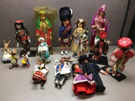 Lot of 16 International Dolls Figurines Many Broken Corn Husk Asian Middle East - £38.78 GBP