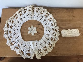 Vintage Antique Lot Various Handmade Crochet Yoke Lace Knit White Doily ... - $29.99