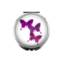 1 Butterfly Portable Makeup Compact Double Magnifying Mirror #2 - £11.07 GBP