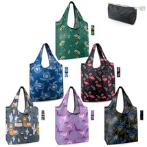 Gifts For Cat Lovers 6 Pack Cats Reusable Grocery Bags With Elastic Band... - $37.99