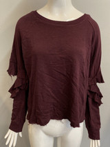 NWT Lanston Womens Porter Ruffle Pullover Burgundy Size L - £11.26 GBP