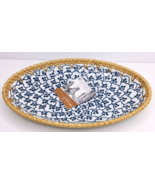 Wicker Border Oval Ceramic TRAY 11.5” x 8” Made in Vietnam New - $436.32 MXN