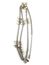 Lia Sophia Long White Silver Tone Chain Beaded Accent Statement Necklace - £15.75 GBP