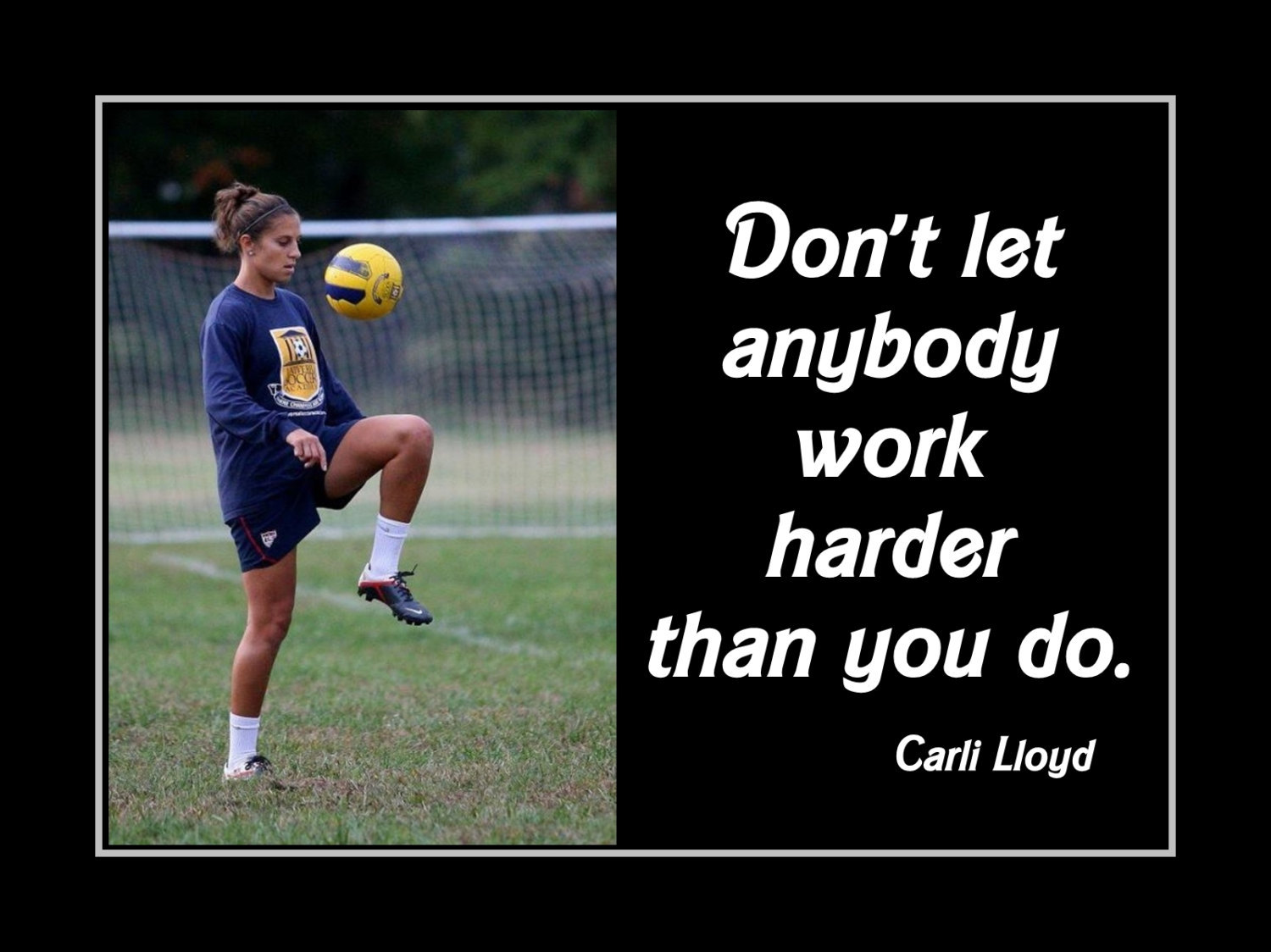 Rare Carli Lloyd Inspirational USWNT Soccer Quote Poster Unique Motivation Gift - $19.99 - $39.99