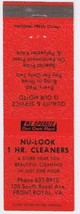 Matchbook Cover Nu Look 1 Hour Cleaners Front Royal Virginia Red - $0.67