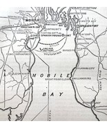 Map 1866 Civil War Defenses Of Mobile Bay Gulf Victorian Military Rebell... - $761.39 MXN