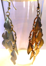 Leaf Multilayer Chandelier Fashion Earrings 1 Silver Tone &amp; 1 Gold Tone ... - £15.26 GBP