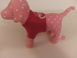 Victoria's Secret Pink Plush Dog Pink With White Polka Dots Red Sweater Mint - £19.97 GBP