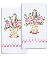 Jack Dempsey Needle Art Basket of Roses Decorative Hand Towels - $20.75 CAD