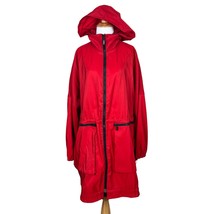 Mycra PAC Now Raincoat Womens 2 Medium Large Red Hooded Jacket Zip Pockets USA - £63.93 GBP