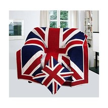 EHC 125 x 150 cm Chenille Jacquard Union Jack Large Throw, Red/Royal Blue  - $50.00