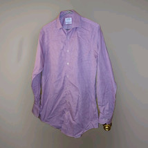 T.M. Lewin Dress Shirt Mens Small 15.5/36 Pink &amp; White Check Regular Fit - $19.37