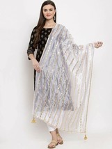 Women&#39;s Silk blend Gotta Patti Dupatta White &amp; Gold-Toned Free Shipping - £15.29 GBP