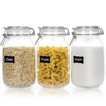 50Oz Airtight Glass Jars With Lids, 3 Pcs Food Storage Canister For Kitc... - £30.84 GBP