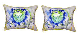 Pair of Betsy Drake Spiny Puffer Small Outdoor Indoor Pillows 11X 14 - £54.43 GBP