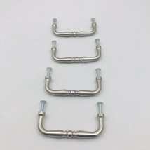 Four (4) Metal Silver Drawer Cabinet Square Pull Handles 3” Hardware Classical  - £7.46 GBP