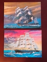 3D stereo lenticular holographic сard (set 2 pcs). Sailboat. Japan. Mid 70&#39;s - £19.95 GBP