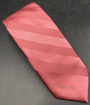 Vintage Oscar de la Renta Dark Pink Textured Striped Skinny Tie 3&quot; Wide ... - $12.19