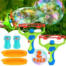 2 Pack Bubble Machine Bubble Guns For Kids &amp; Toddlers, Bubble Blower Wit... - £28.82 GBP