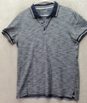 AX Armani Exchange Polo Shirt Men Medium Navy Space Dye Short Sleeve Slit Collar - £13.77 GBP