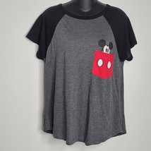 Disney Juniors Mickey Mouse Pocket Tee T Shirt Top Gray Size XL 15/17 - £10.18 GBP