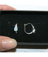 Created Princess Opal 12 Real Diamonds Hoop Earrings White 14k Gold over 925 SS - $48.99