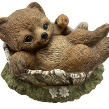 Vintage 1986 Homco Masterpiece Porcelain "Little Bear Cub In A Tub" Figurine - $9.72