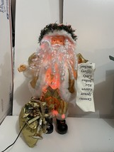 20&quot; Tall Changing Colors Fiber Optic Gold Santa Figure  Naughty Nice List - £29.23 GBP