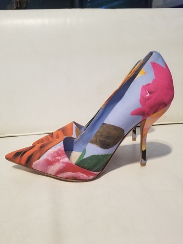 Dior 2014 Rose Stiletto Heel Pump Shoes Multicolored Floral Silk 37 Item image 5