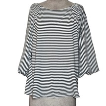 Black and White Striped Long Sleeve Blouse Size Large - £27.69 GBP