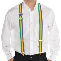 Mardi Gras Suspenders Purple Green Gold 2 Buttons - £9.15 GBP