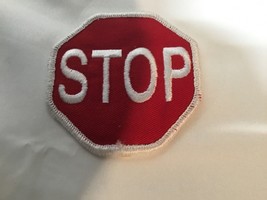Stop Sign Embroidered Patch Traffic Street Road Sign iron-on Applique Red - £3.10 GBP