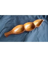 Leaf Shaped Wooden Serving Dish 16 Inches 3 Section Vintage MCM - 1970 -... - €19,21 EUR
