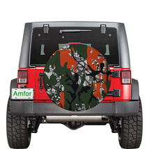 Orange green Camo military Universal Spare Tire Cover Size 32 inch For Jeep SUV  - £35.27 GBP
