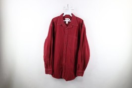 Vintage 90s Streetwear Mens Large Faded Moleskin Chamois Cloth Button Shirt Red - £39.65 GBP