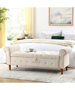 Tufted Storage Bench - 62&quot; Beige Ottoman - $320.55 CAD