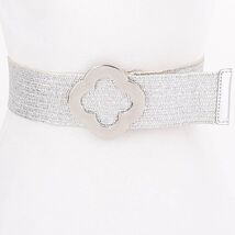 Metal Buckle Metallic Stretch Belt – Silver - $17.82
