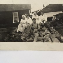 Found Black &amp; White Photo Postcard RPPC 1910s Family Sitting on Pile of ... - $8.10