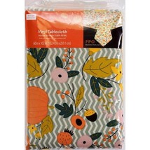 Vinyl Floral Tablecloth 100% PEVA with Non Woven Backing Green/Orange 60 x 102&quot; - £15.81 GBP