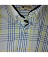 Haggar Mens L Shirt Light Blue Plaid Pastel Short Sleeves Collared Butto... - $30.65 CAD