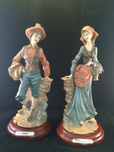 Antique Napels Italien Paire De Figurines. Signé A.Belari + Juliarte - £146.17 GBP