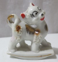 Vintage 1950s Japan ceramic white cat rocking figurine Gold accents - £11.82 GBP