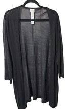 Chicos 2(12) Black Sheer Kimono Cardigan Cover Up Open Front Oversized Lagenlook - £27.52 GBP