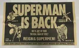 Superman is Back Promo Newspaper Poster 1993 21.5x13 DC Comics Death of ... - £19.45 GBP
