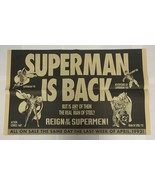 Superman is Back Promo Newspaper Poster 1993 21.5x13 DC Comics Death of ... - £19.45 GBP